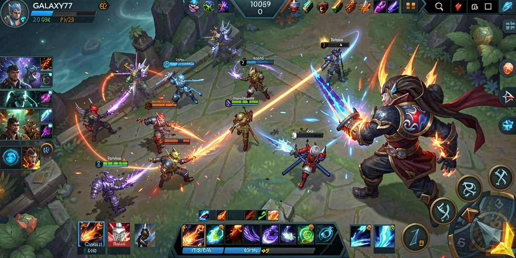 Tangkapan layar gameplay menarik dari GALAXY77 yang menguji keterampilan tim.