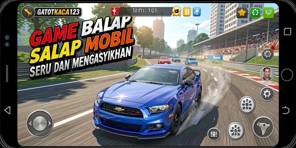 Tampilan gameplay menegangkan dari GATOTKACA123 saat balapan.