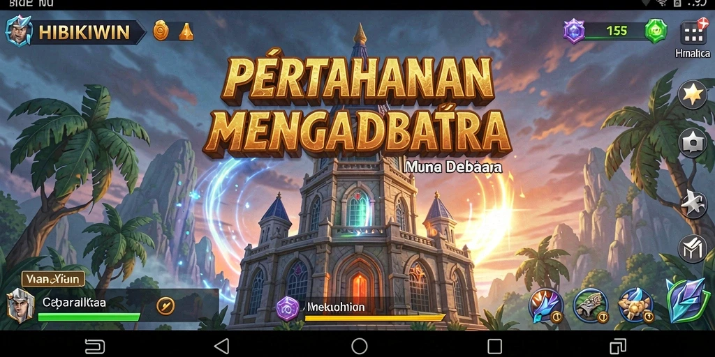 Gameplay HIBIKIWIN menampilkan strategi pertahanan menara yang mendebarkan.