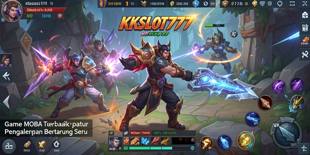 Tampilan gameplay seru di KKSLOT777 dengan pertempuran tim yang intens.