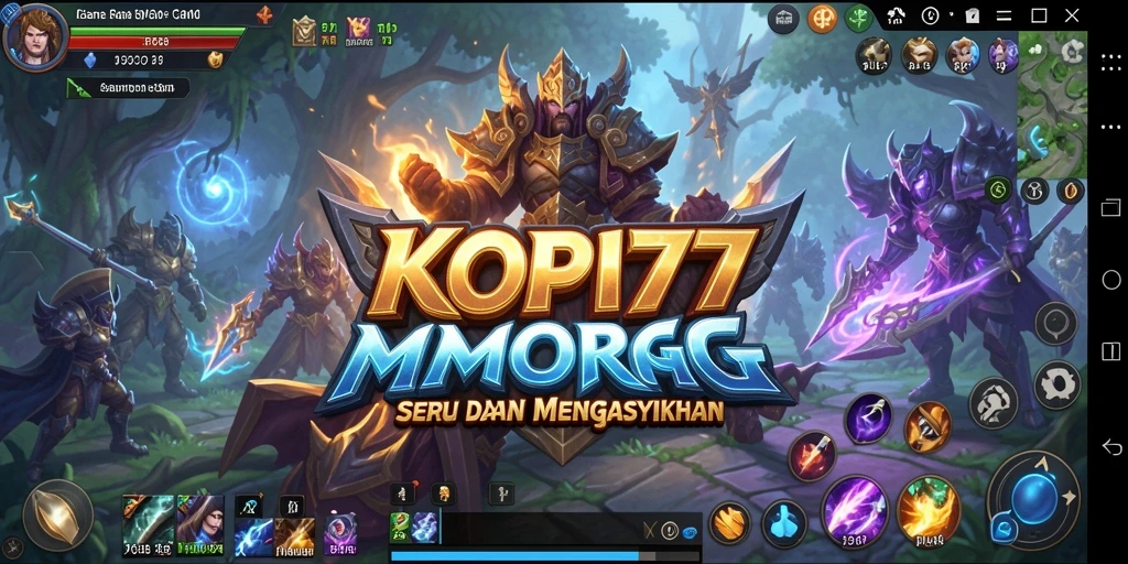 Screenshot utama menunjukkan aksi seru dalam game MMORPG KOPI77.