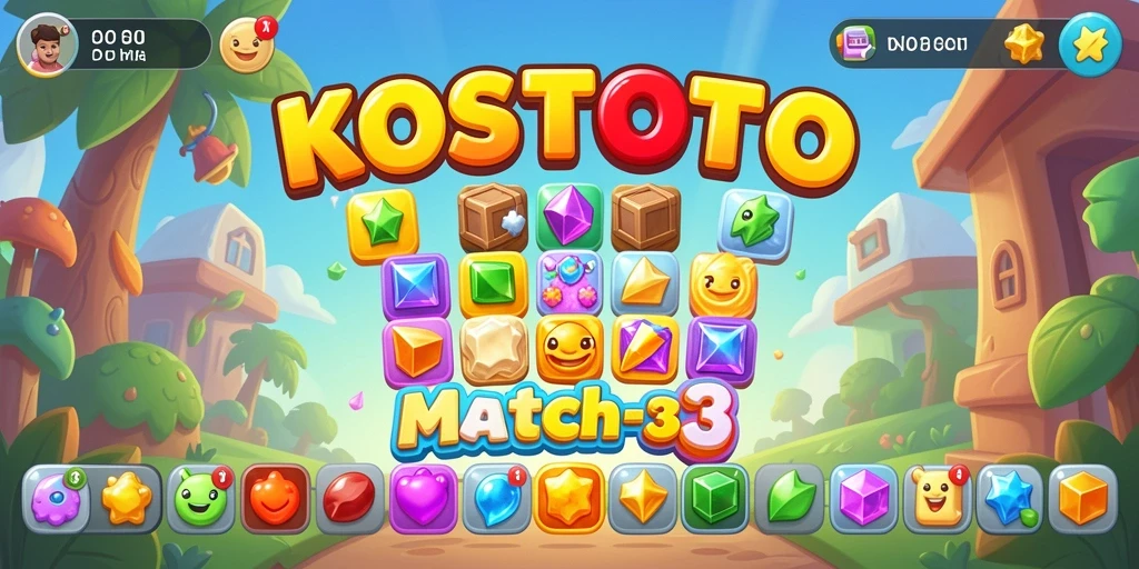 Tampak permainan KOSTOTO dengan grafis colorful dan gameplay seru.