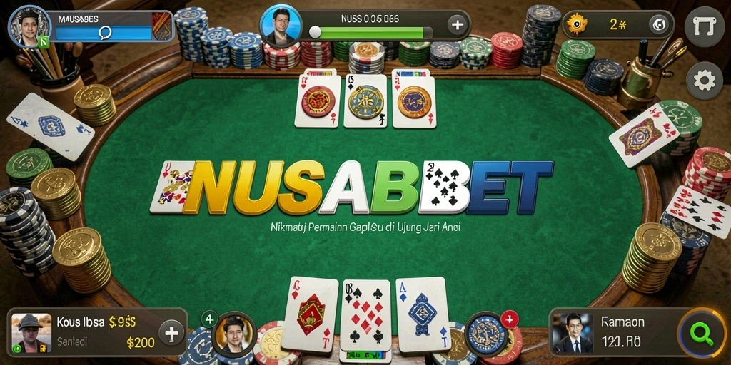 Gameplay NUSABET menampilkan serunya permainan Gaple bersama teman.