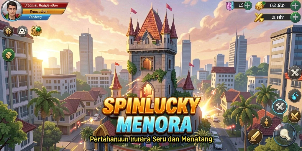 Tangkapan layar menunjukkan aksi seru dan strategi menara dalam SPINLUCKY.